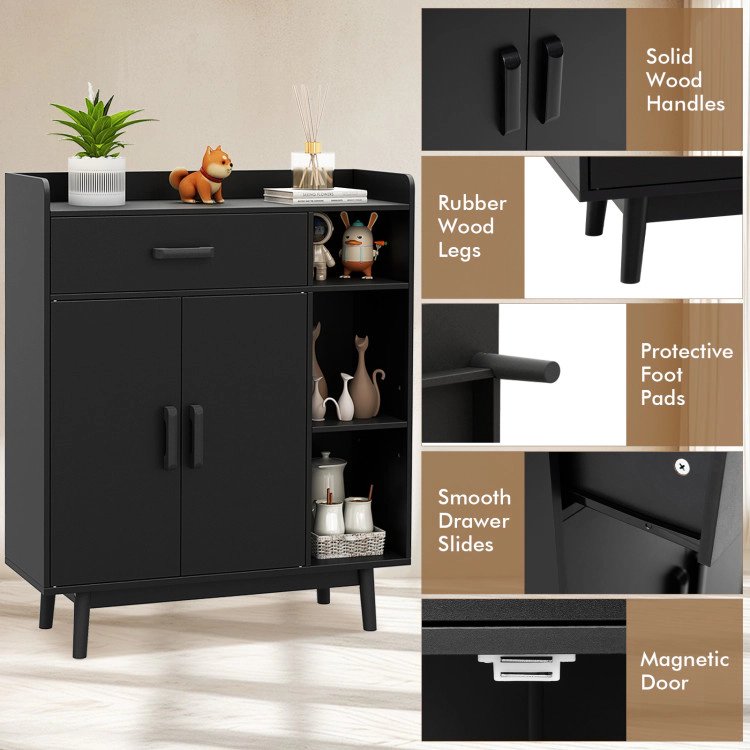 Hivvago Floor Storage Cabinet Free Standing Cupboard Chest With 1 Drawer