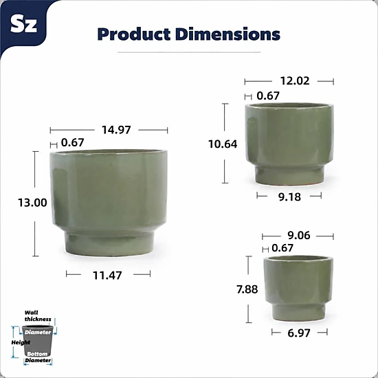 WOW PIONEER Large Round Ceramic Garden Planter for Flowers Herbs Shrubs Small Trees Indoor Outdoor Decor