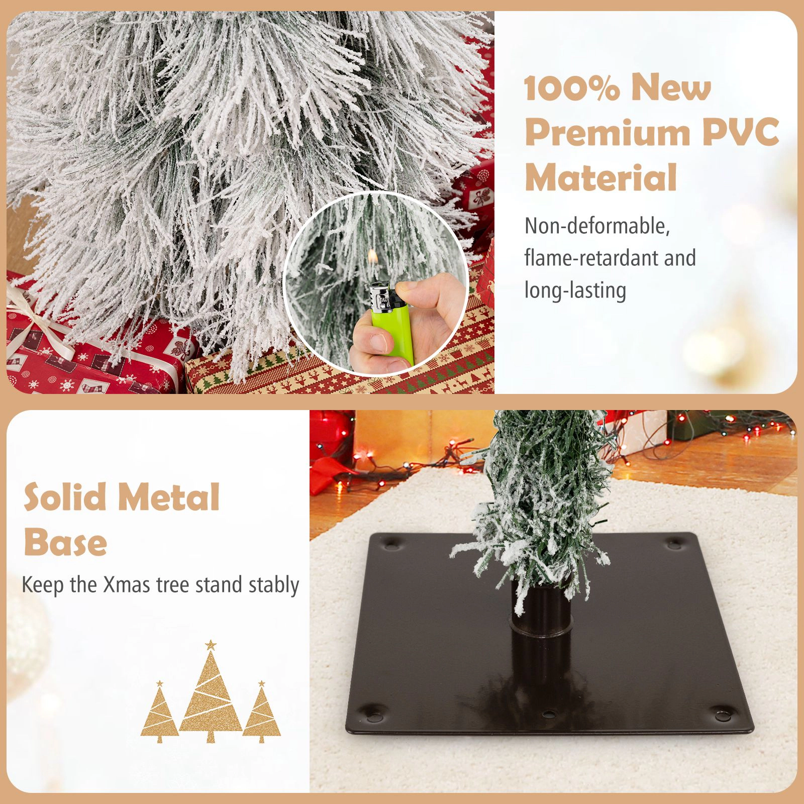 SlickBlue Set of 3 Slim Snow-Dusted Christmas Trees with LED Lights