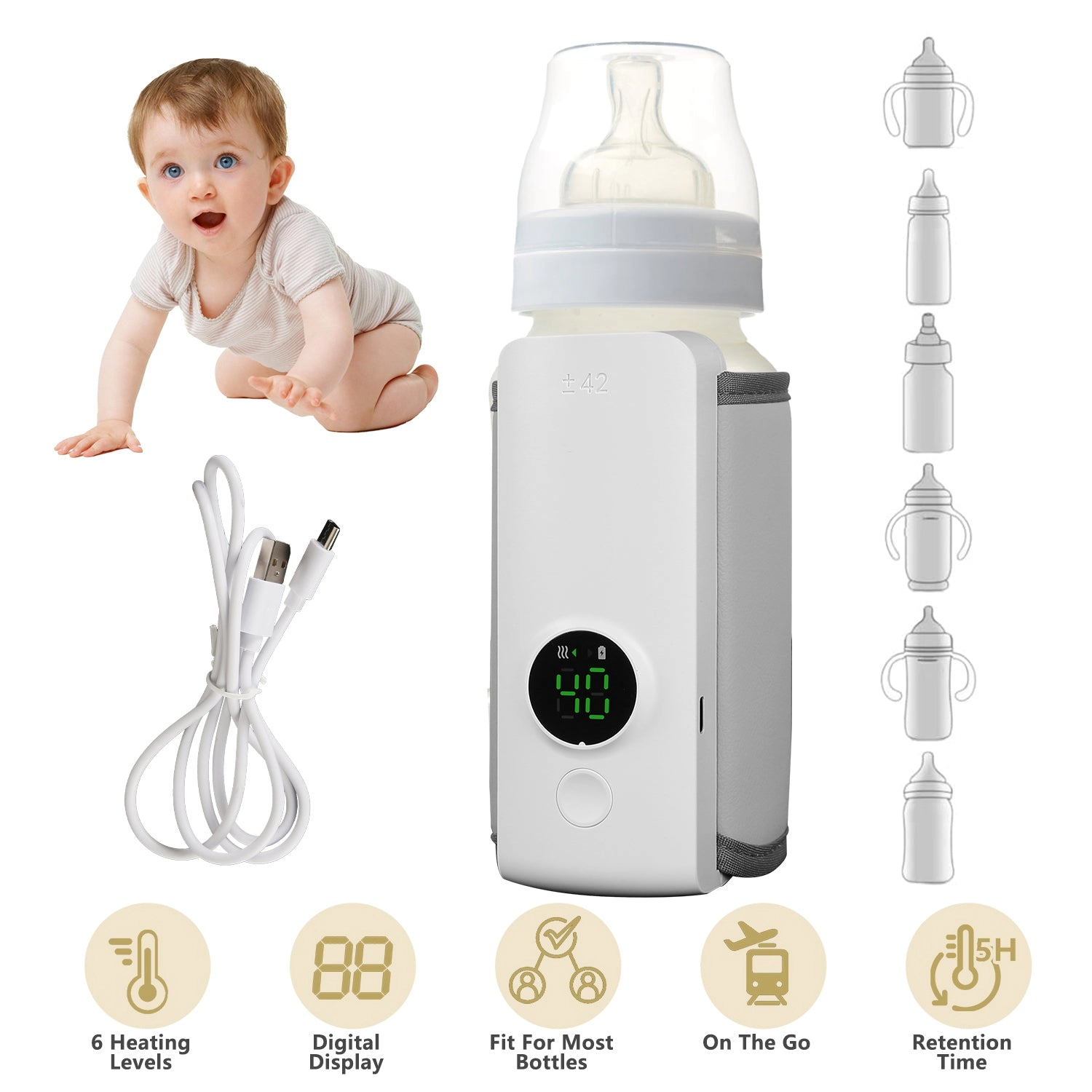GBruno Kids' Kids' USB Rechargeable Portable Bottle Warmer