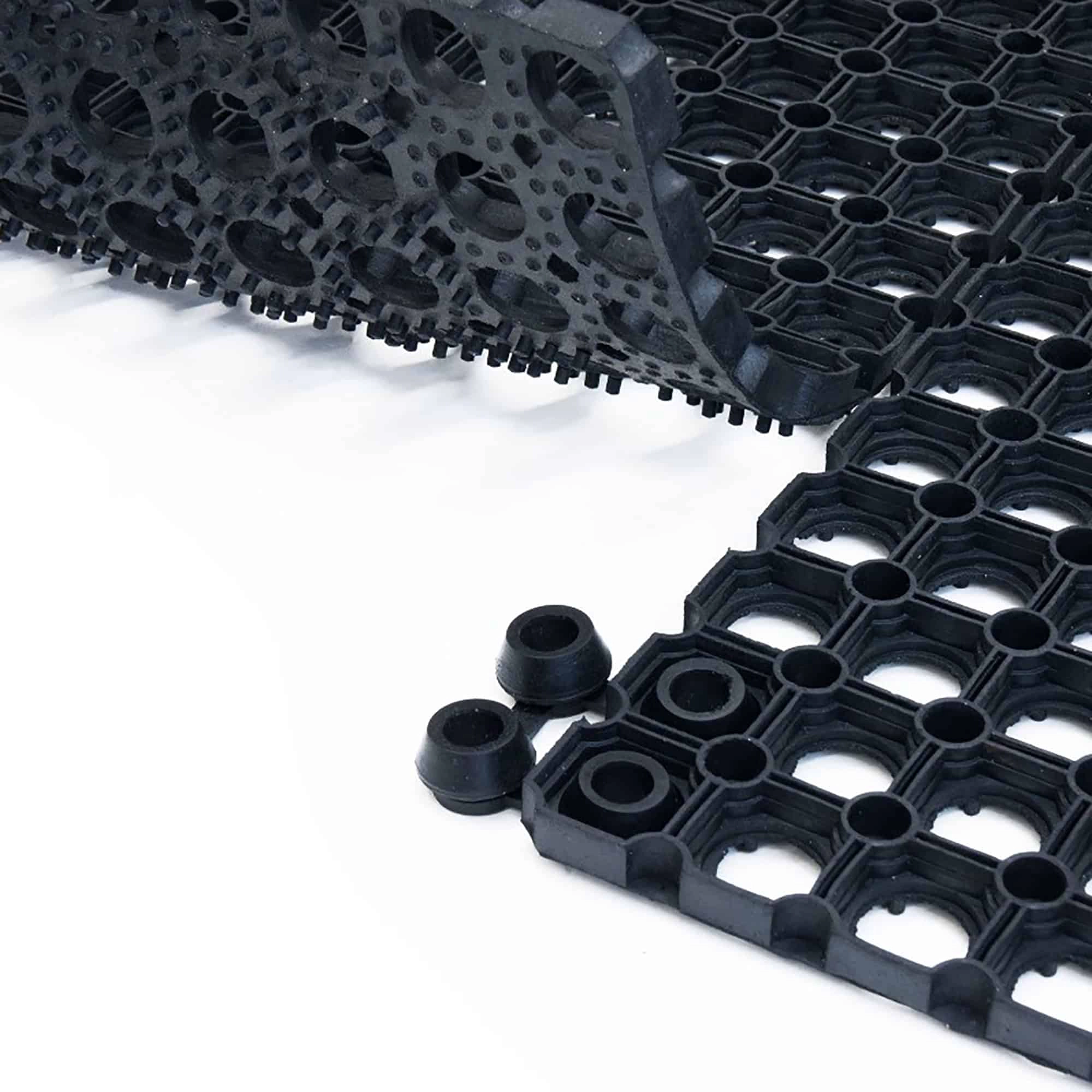 Evideco French Home Goods Black Connectors Rubber Doormat 2.7 x 2.7 Inches