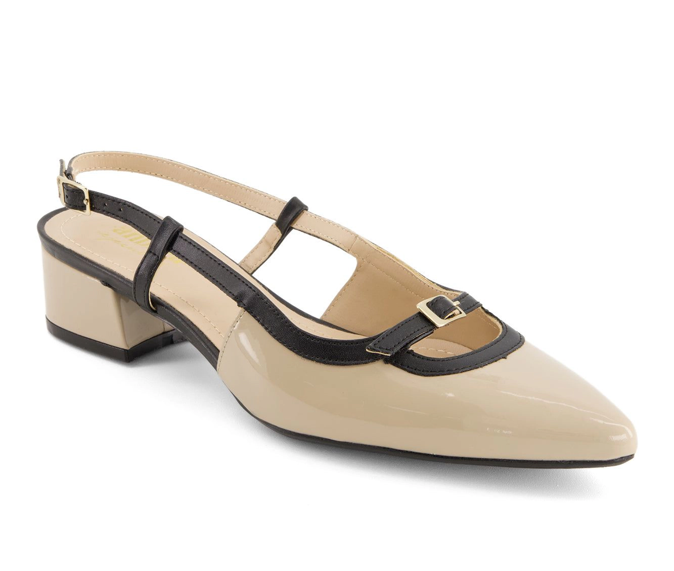 Andrea Womens Slingback Pointed Toe Low Heel Pumps