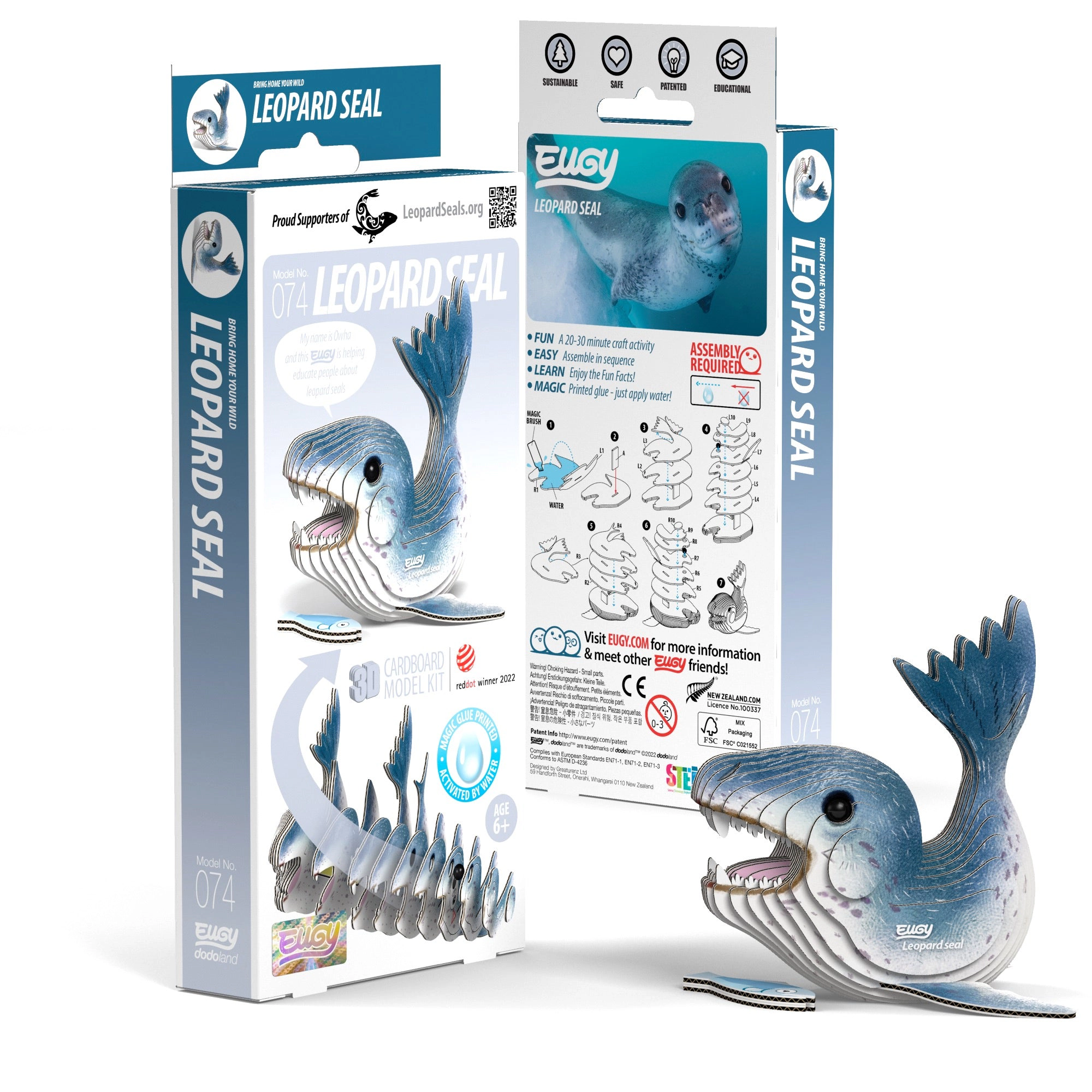 EUGY Leopard Seal 3D Puzzle - contains 22 puzzle pieces