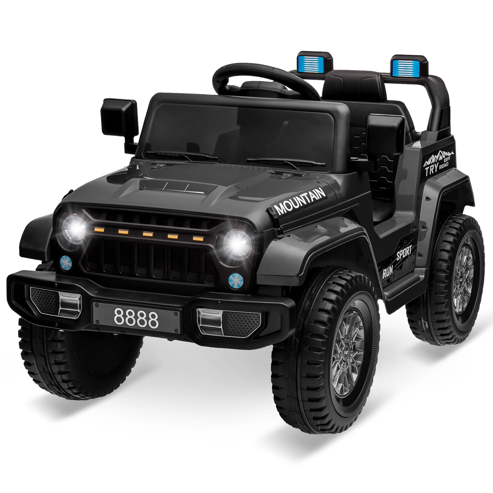 12V Kids Ride On Truck, 2-Seater Electric Car w/Remote Control, 35W Motors, 3 Speeds, Music, LED Lights, Suspension