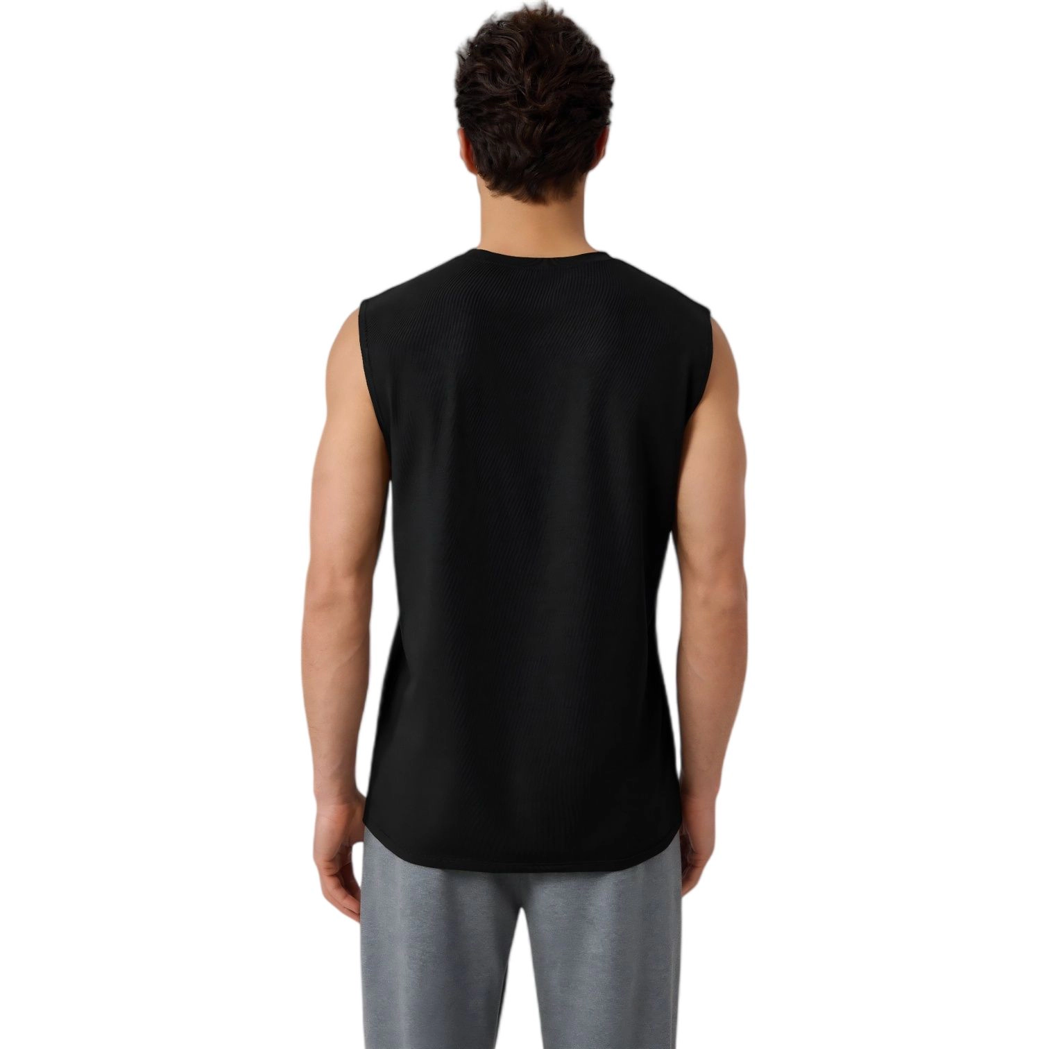 Anna-Kaci Men's Sleeveless Crew Neck Ribbed Tank Top with Relaxed Fit and Stretch Fabric