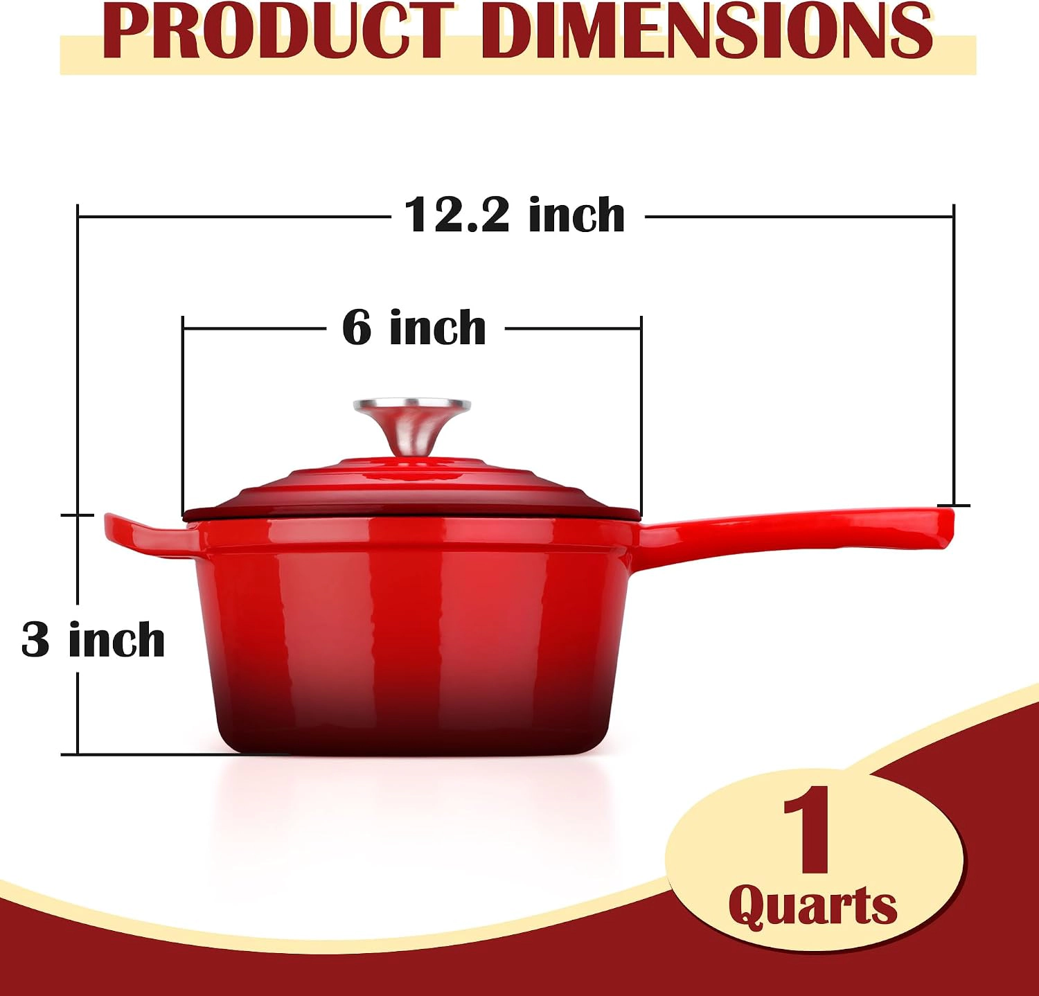 E-FAR Enameled Cast Iron Sauce Pan with Lid