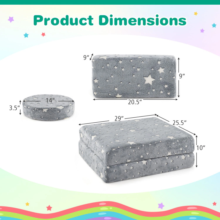 Hivvago Modular Kids Play Couch Set Glow The Dark With Portable Handles