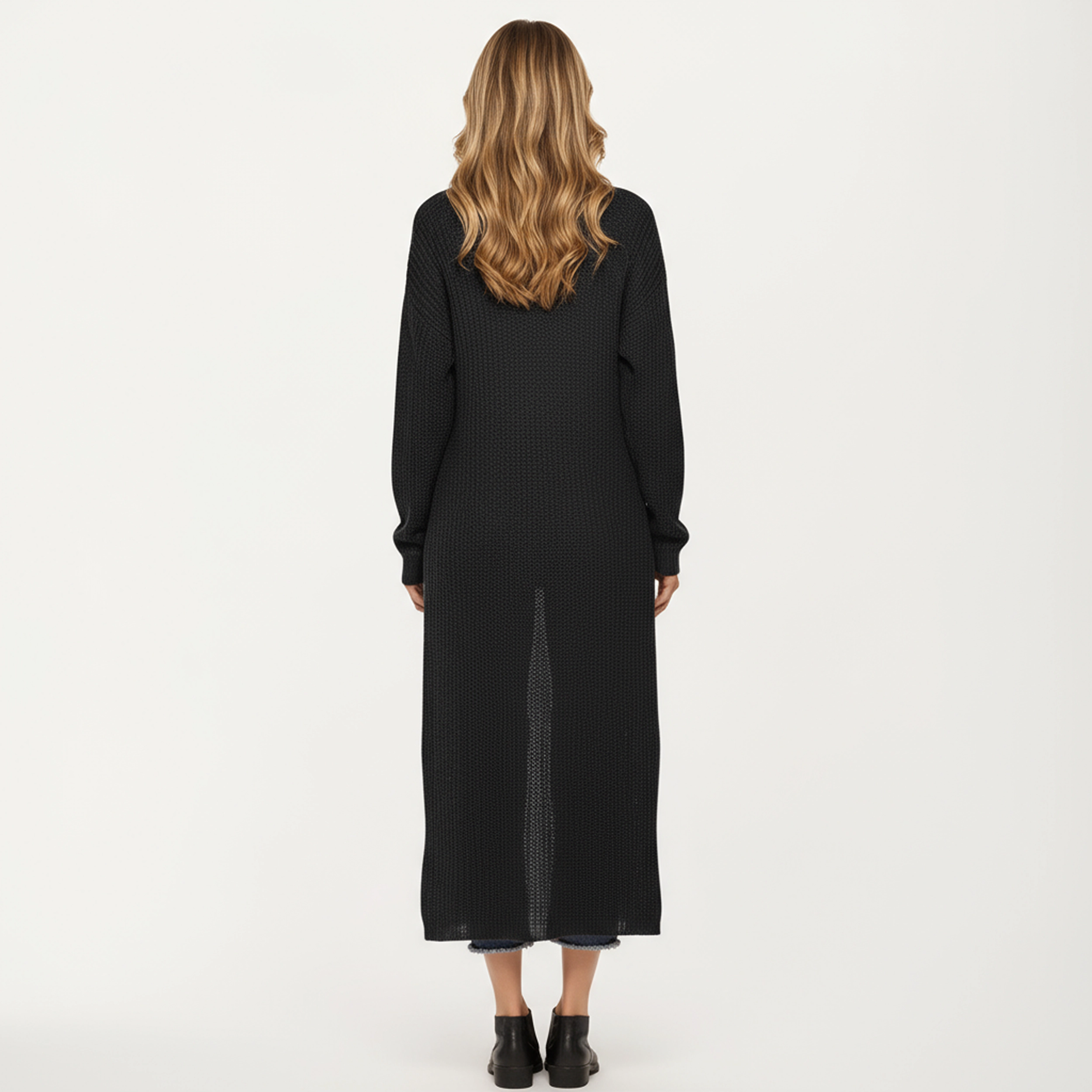 Anna-Kaci Women's Open Front Long Knit Cardigan with Pockets and Ribbed Trim Design