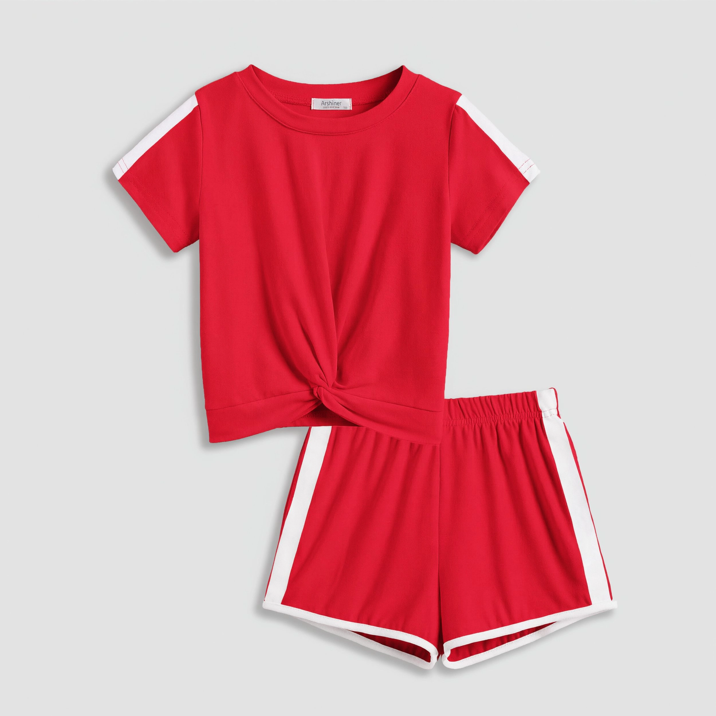 Arshiner Girls Summer Outfits Piece Sets Twist Front Short Sleeve Shirts And Casual