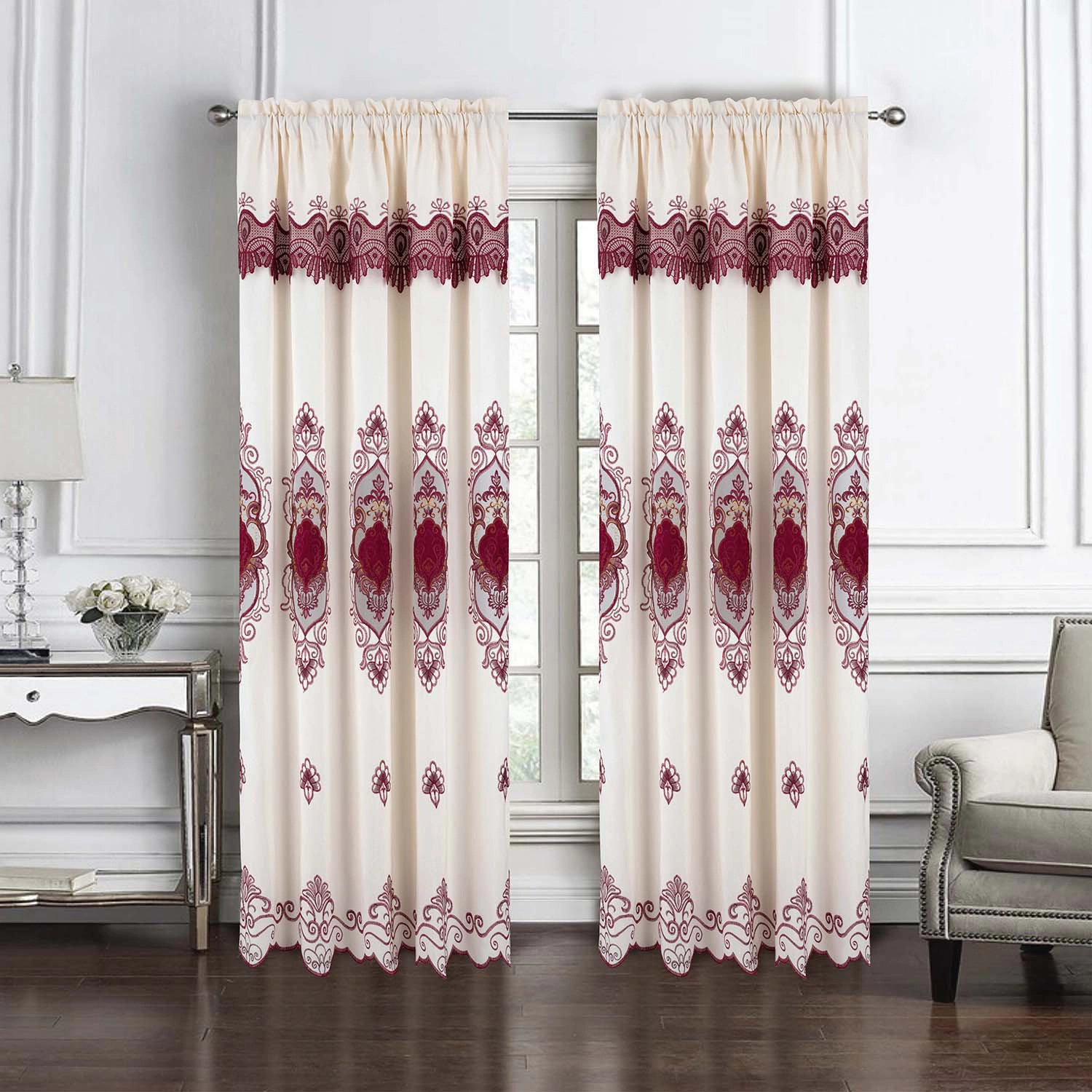 RT Designer Collection Betsy Macrame Rod Pocket Curtain Panel 52" x 84