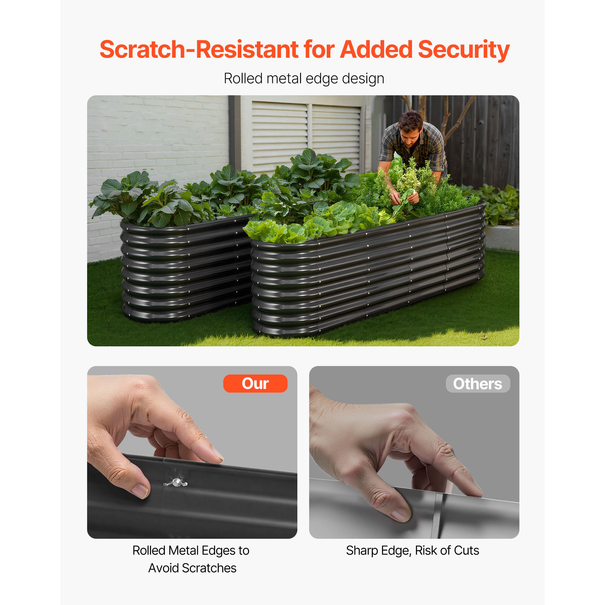 HONGGE Galvanized Raised Garden Bed Oval Metal Planter Box for Flowers Vegetables