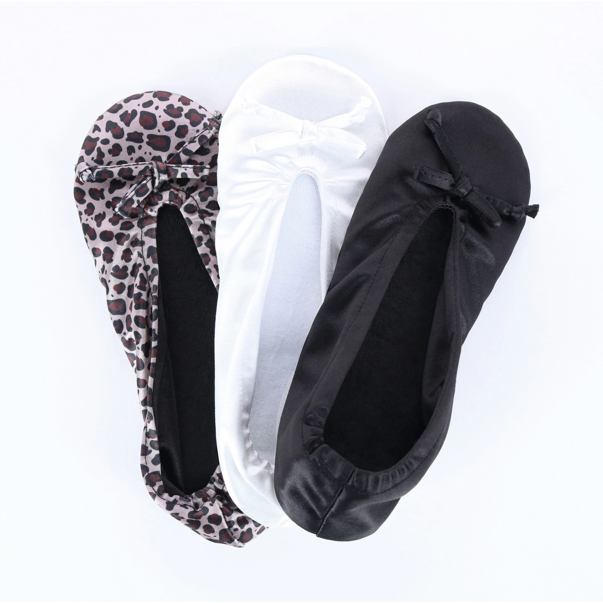 CTM Women's Satin Ballerina Slipper House Shoe