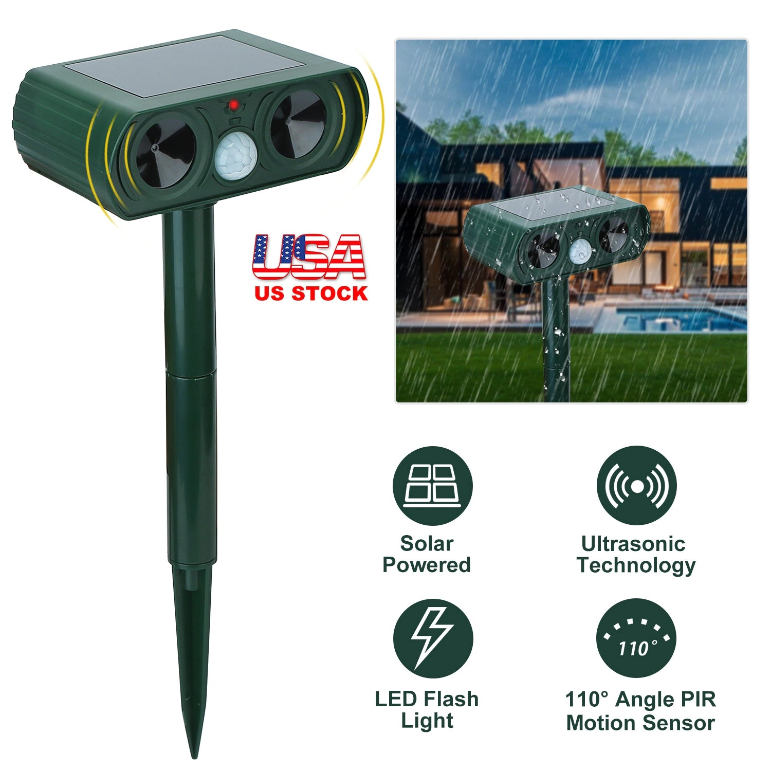 GBruno Solar Ultrasonic Animal Repeller
