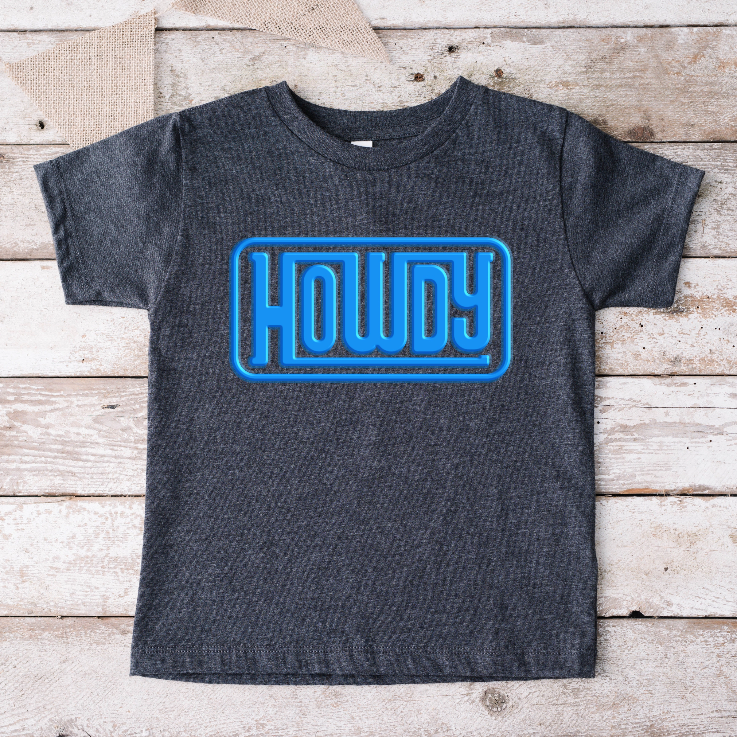 The Juniper Shop - Howdy Square Puff Print Toddler Short Sleeve Graphic T-Shirt