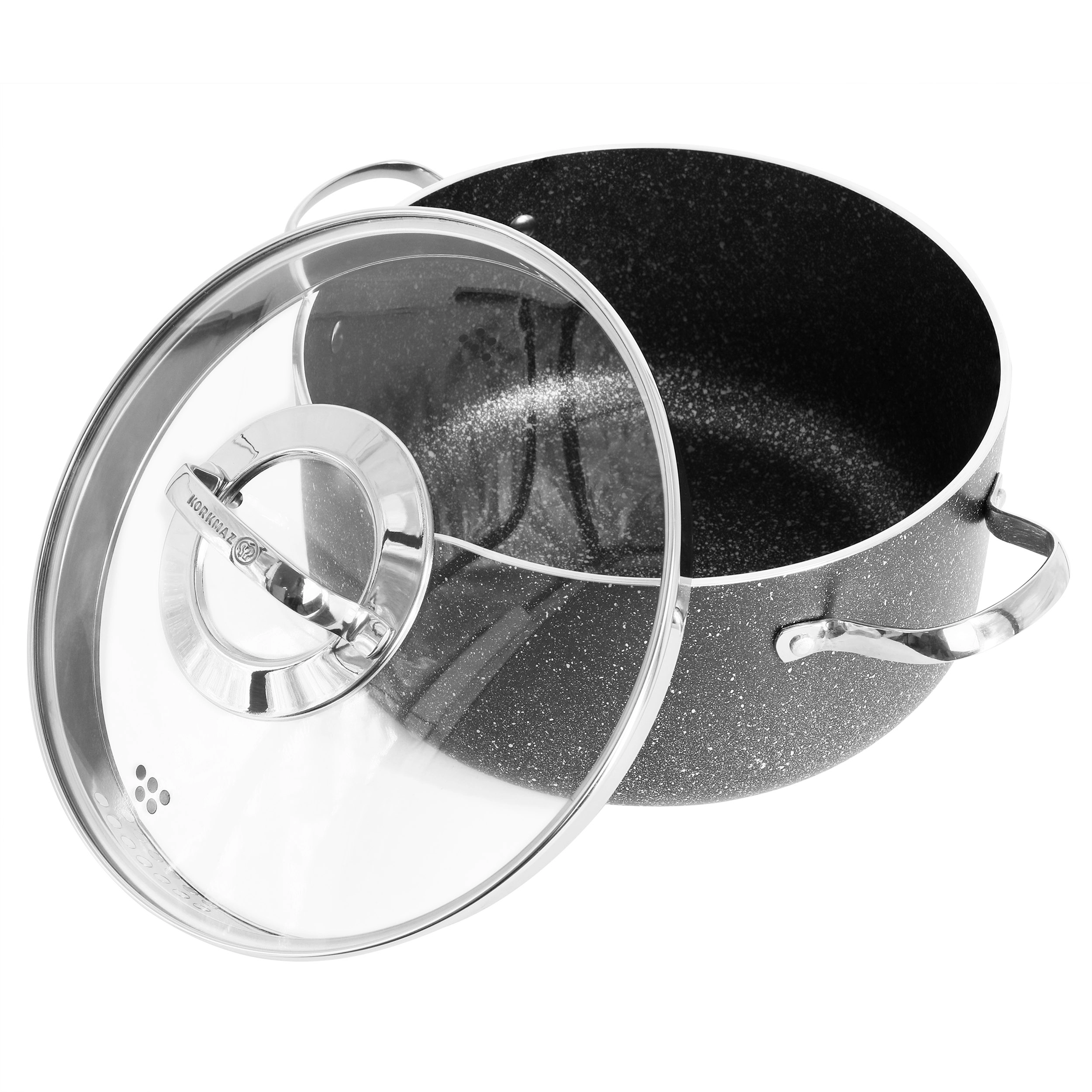 Korkmaz Galaksi Non Stick Inch Liter Casserole with Lid in Black