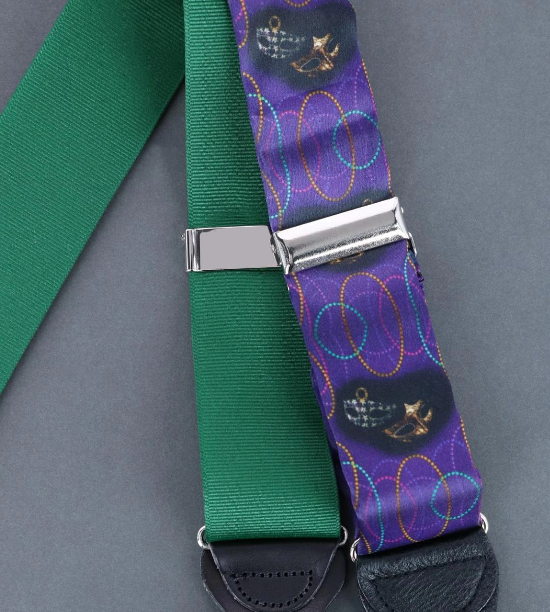 Trafalgar Men's Mardi Gras Celebration Silk Button End Suspenders