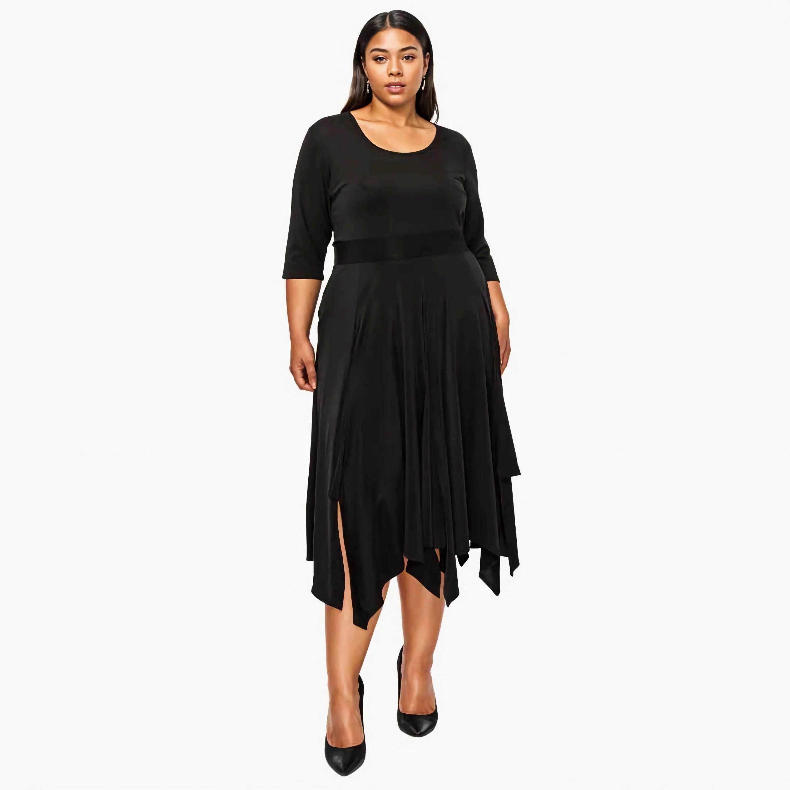 L I V D Women's Plus Shay Handkerchief Hem Dress