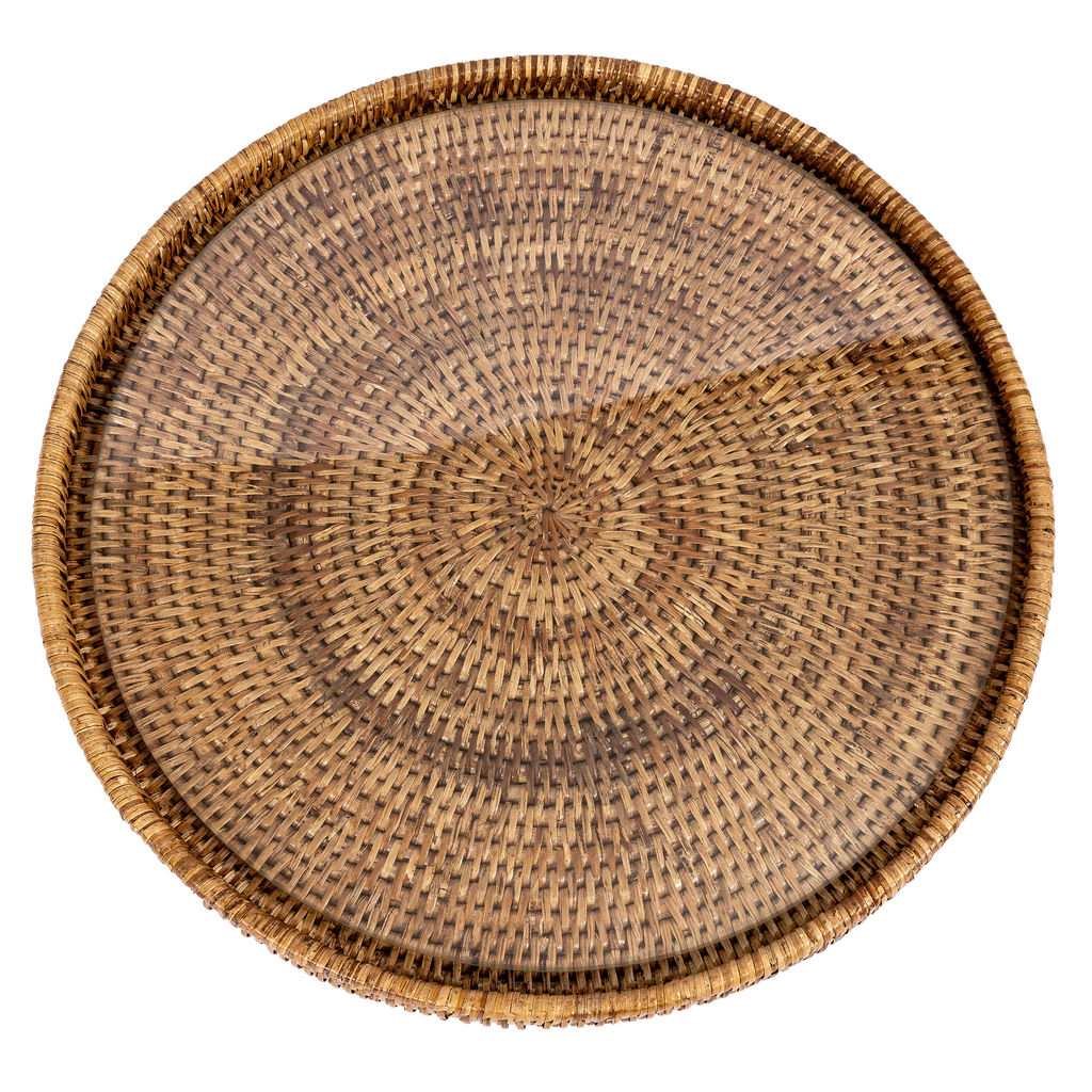 Saboga Home™ Round Flat Tray with Glass Insert