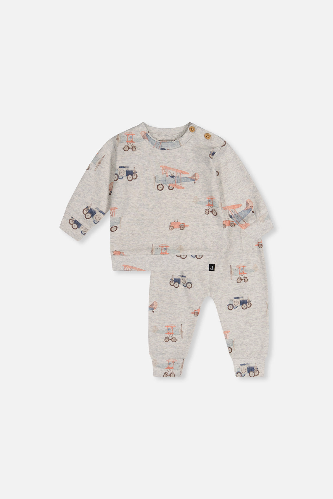 Deux par Boys Organic Cotton Pants and Top Set with Printed Airplanes