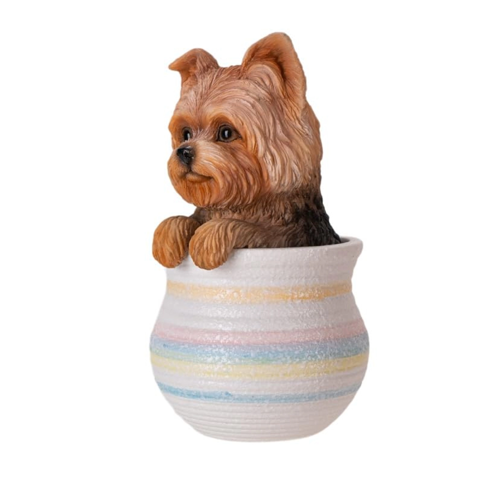Pacific Giftware Yorkie Dog Figurine in Decorative Pot Cute Home Decor Tabletop Statue 6 inch
