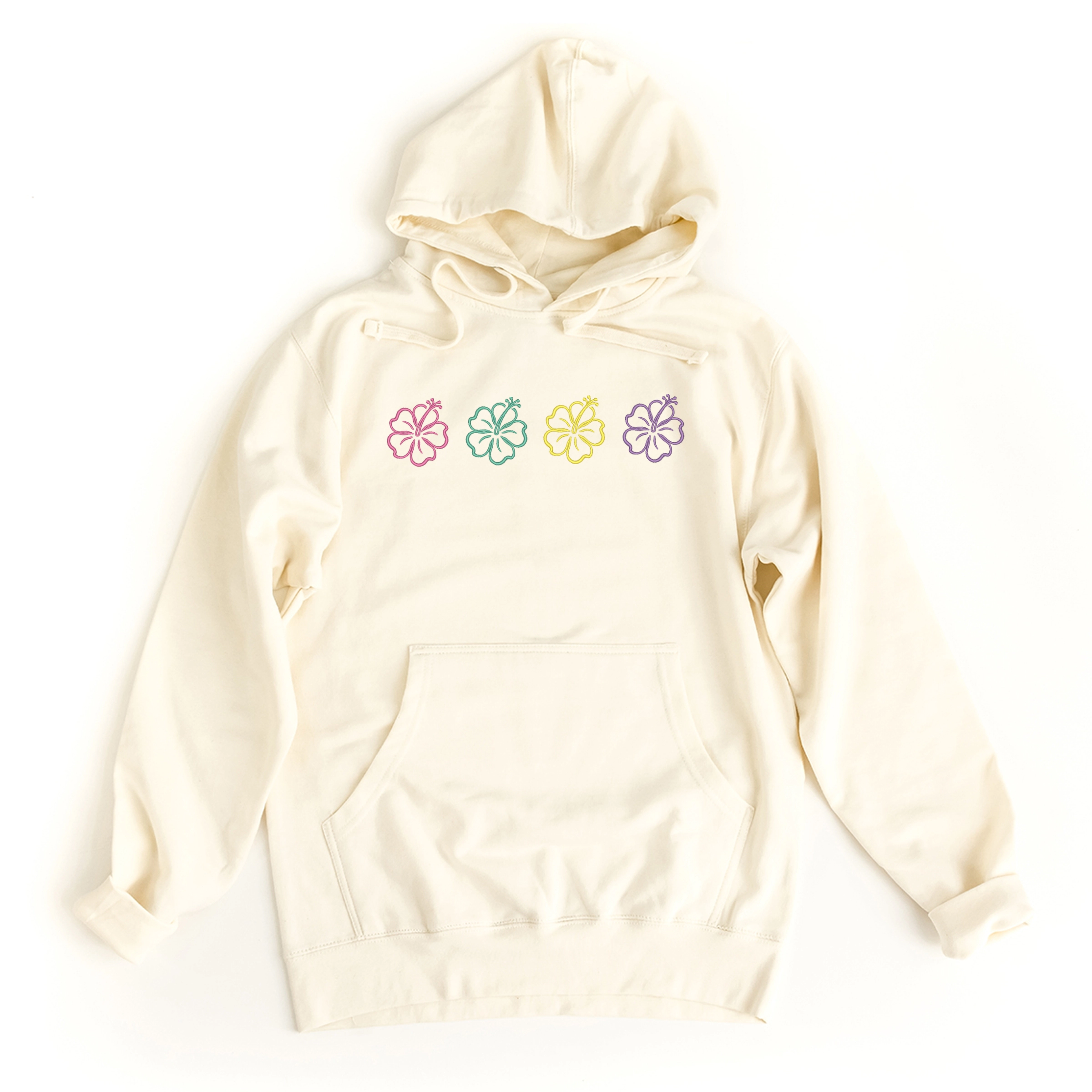 Simply Sage Market - Embroidered Hibiscus Flowers Women's Graphic Hoodie