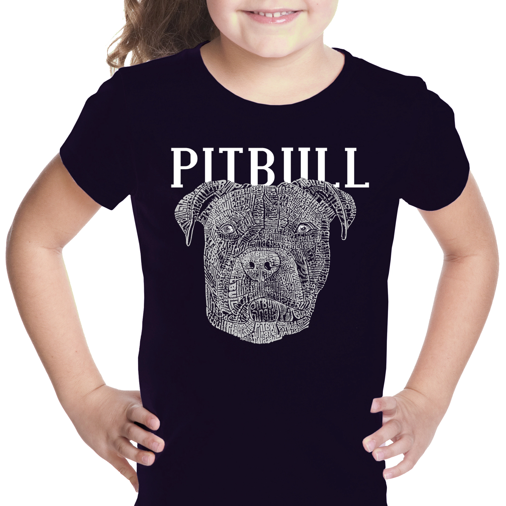 LA Pop Art Girls Word T-Shirt - Pitbull Face