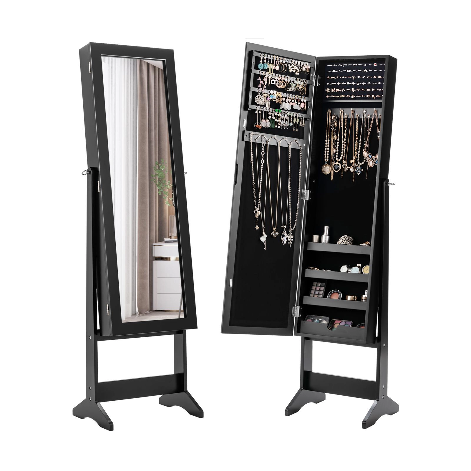 SlickBlue Tilting Jewelry Armoire With Full Length Dressing Mirror