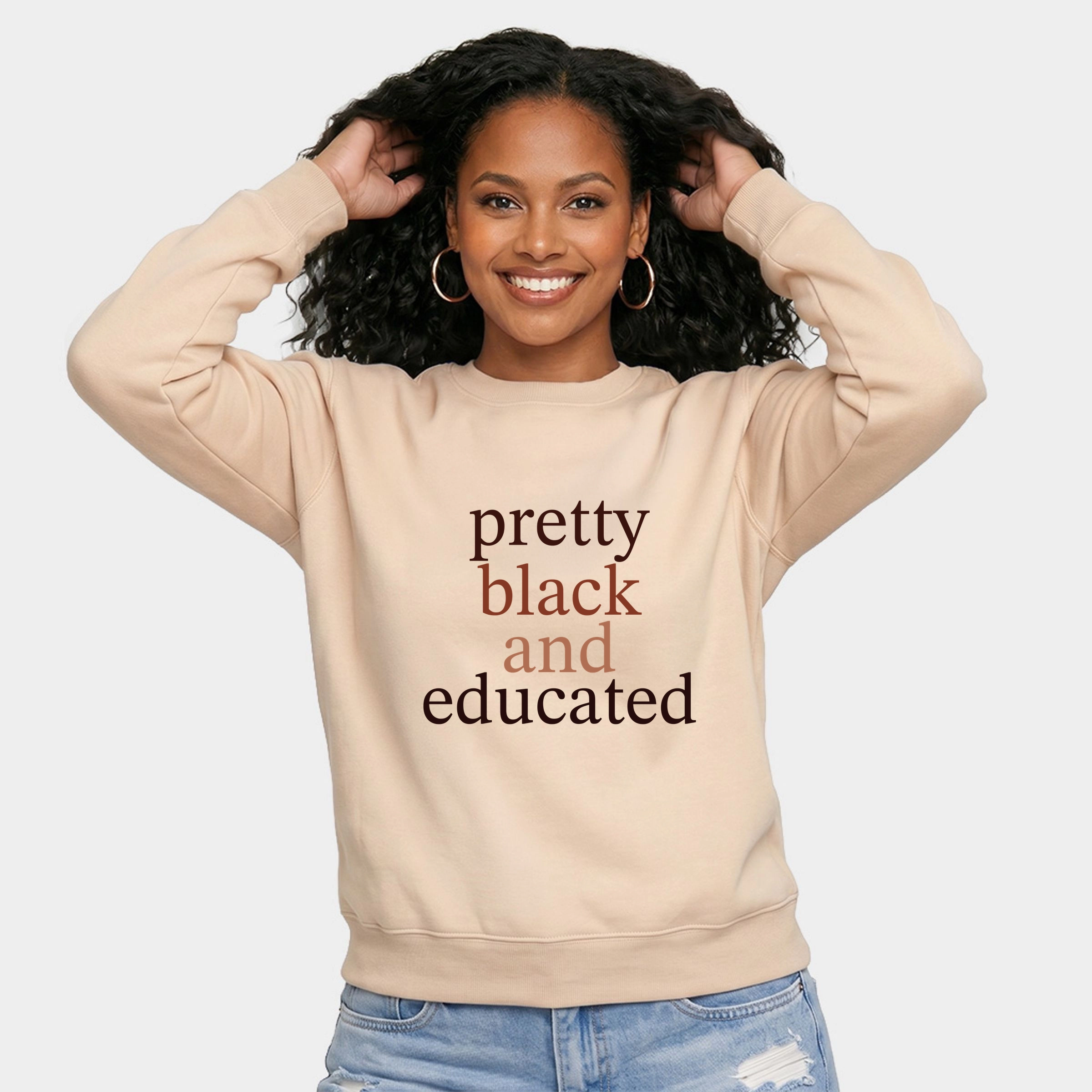 Simply Sage Market -  Women's Graphic Sweatshirt Pretty Black and Educated