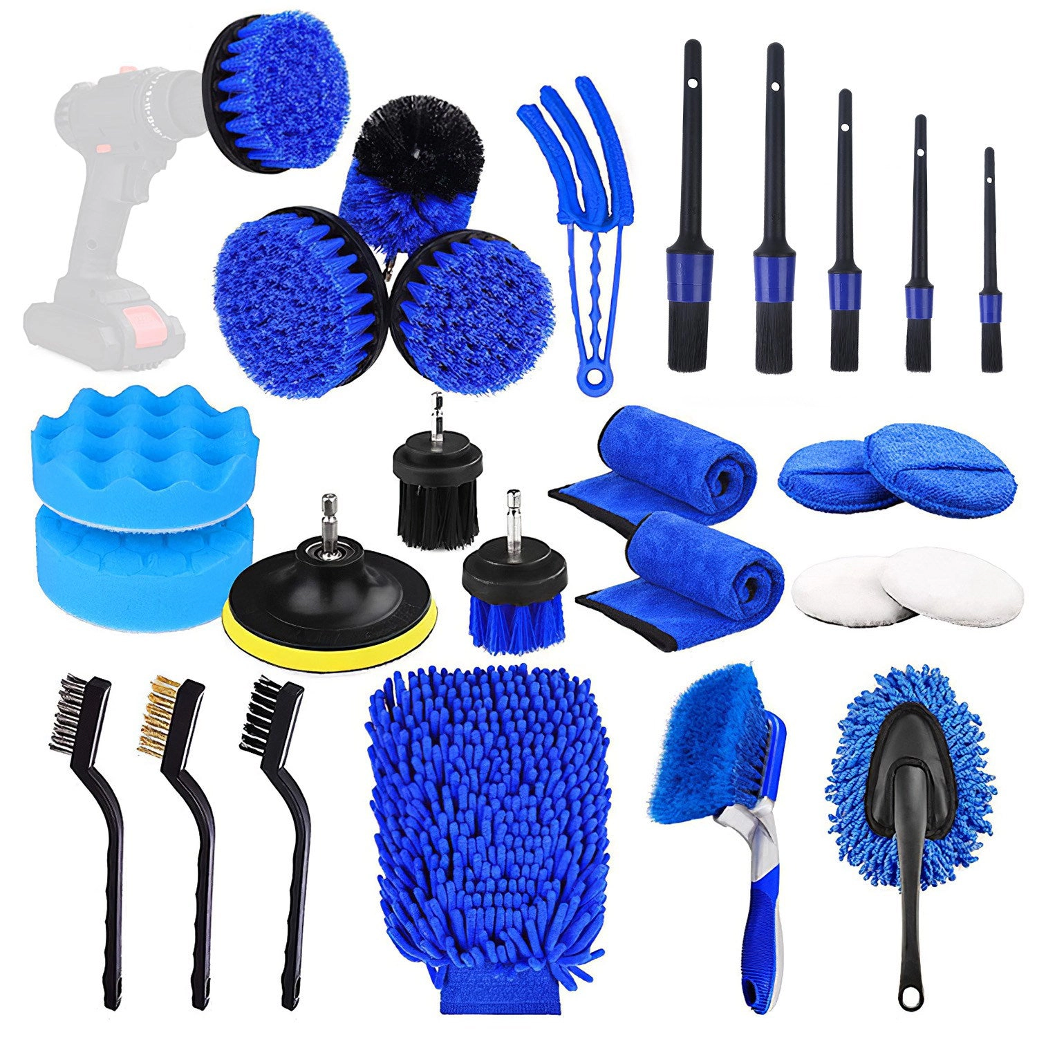 GBruno 26-Piece Drill Brush Car Detailing Kit