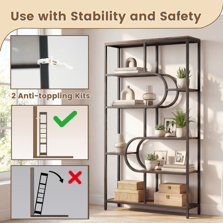 Hivvago 5-Tier U-Shape Bookshelf with Open Storage Shelves