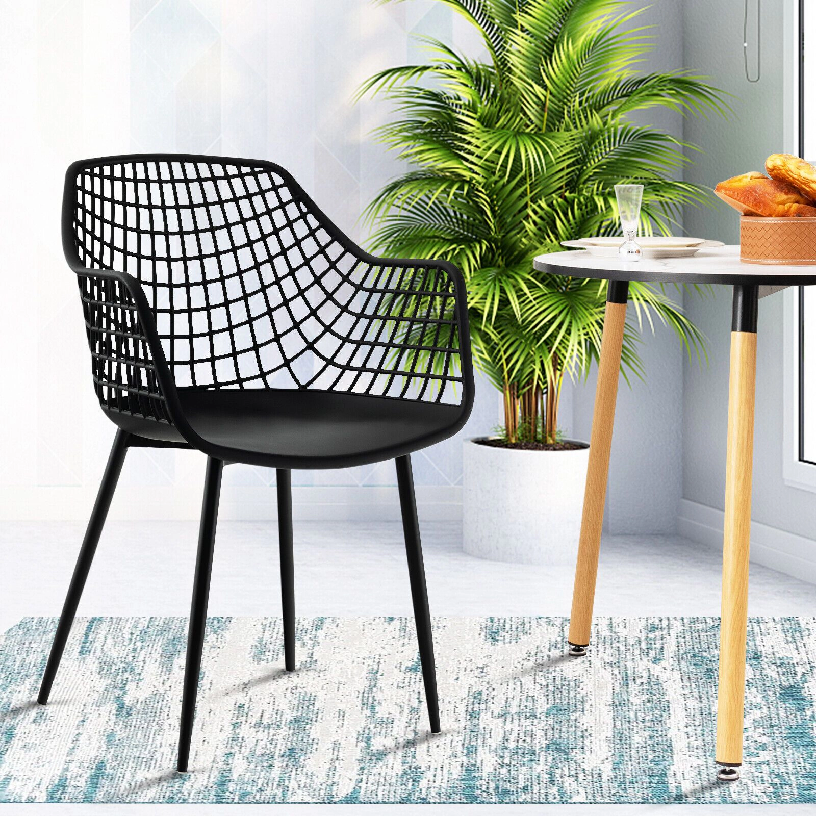 SlickBlue Unisex Set of 4 Modern Dining Chairs with Hollow Backrest