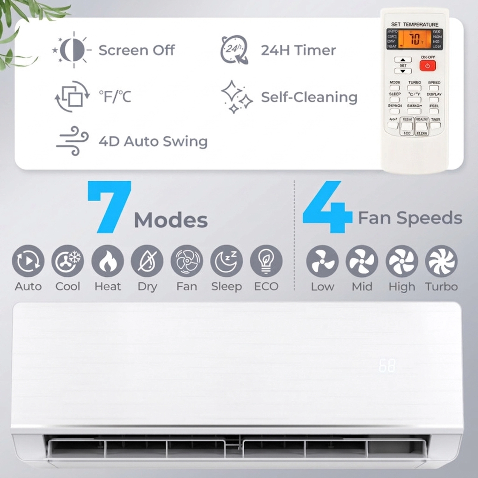 SUGIFT 12000-BTU 24-SEER2 208-230V 750-sq ft Ductless Mini Split Heat Pump Air Conditioner Heating at -15 F