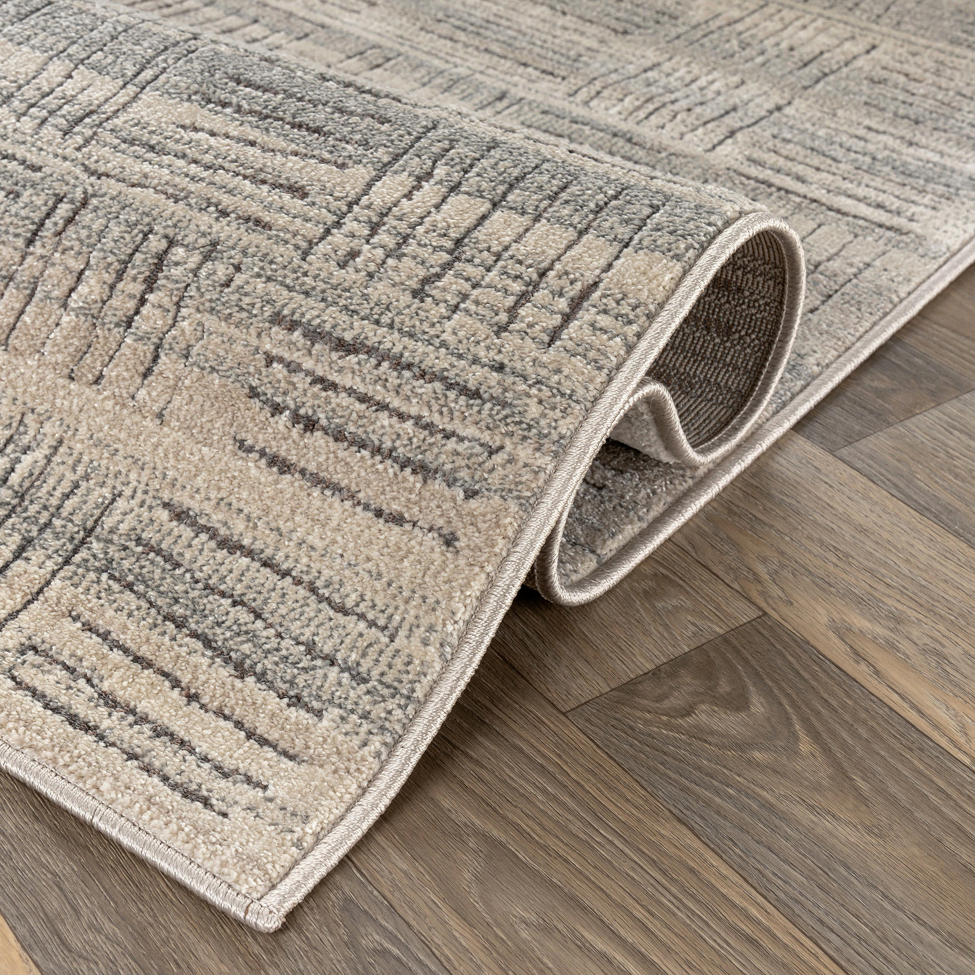 World Rug Gallery Textured High-Low Indoor Area Rug, Neutral Sandstone Design, Jute Backing, Living