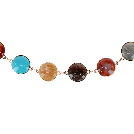 CTM Women's Round Stone Disc Chain Belt Adjustable Boho Waist Belt