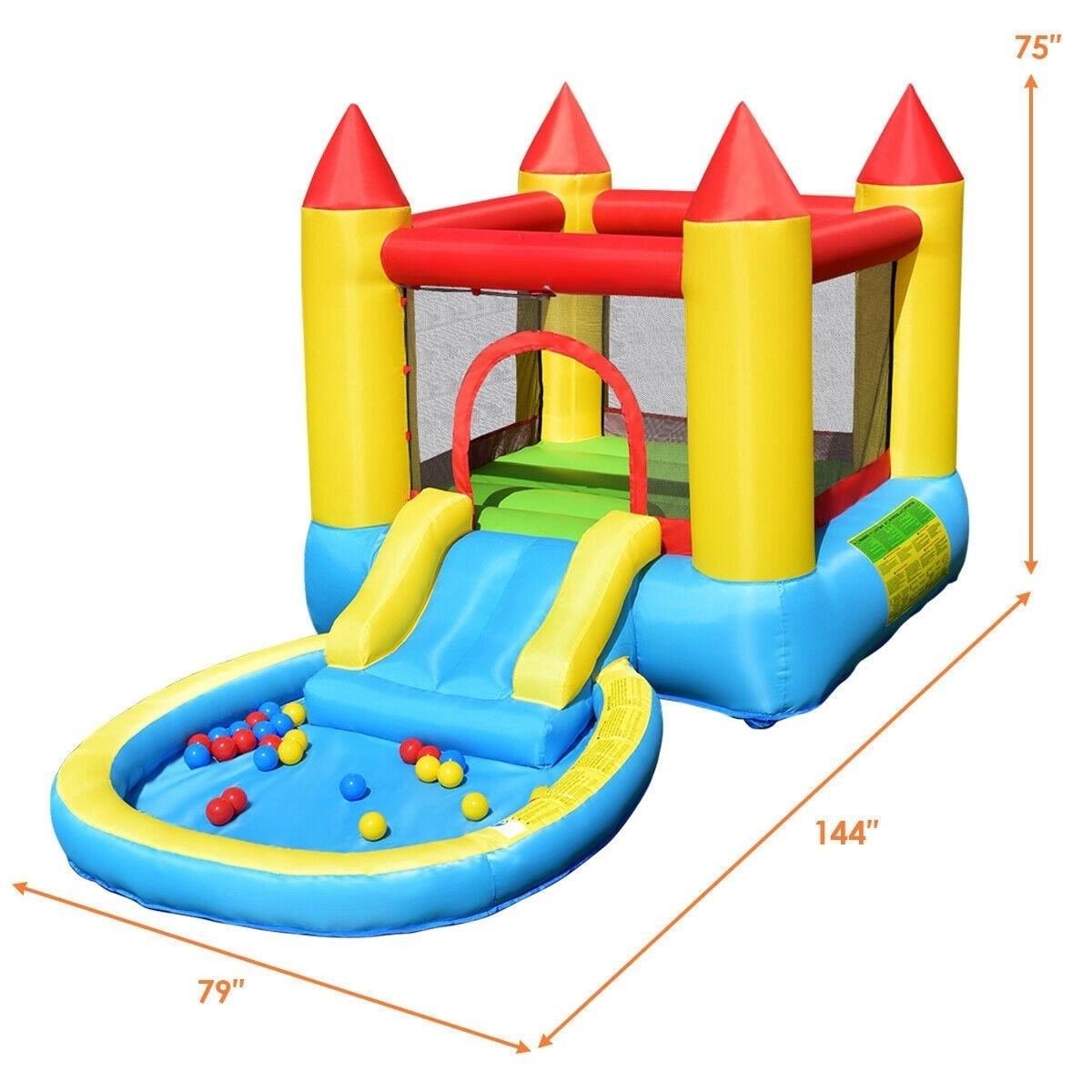 SUGIFT Kids Inflatable Bounce House Castle with Ball Pool Slide and Carrying Bag