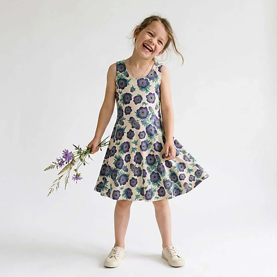 Mightly Girls Organic Cotton Print Sleeveless Skater Twirl Dress