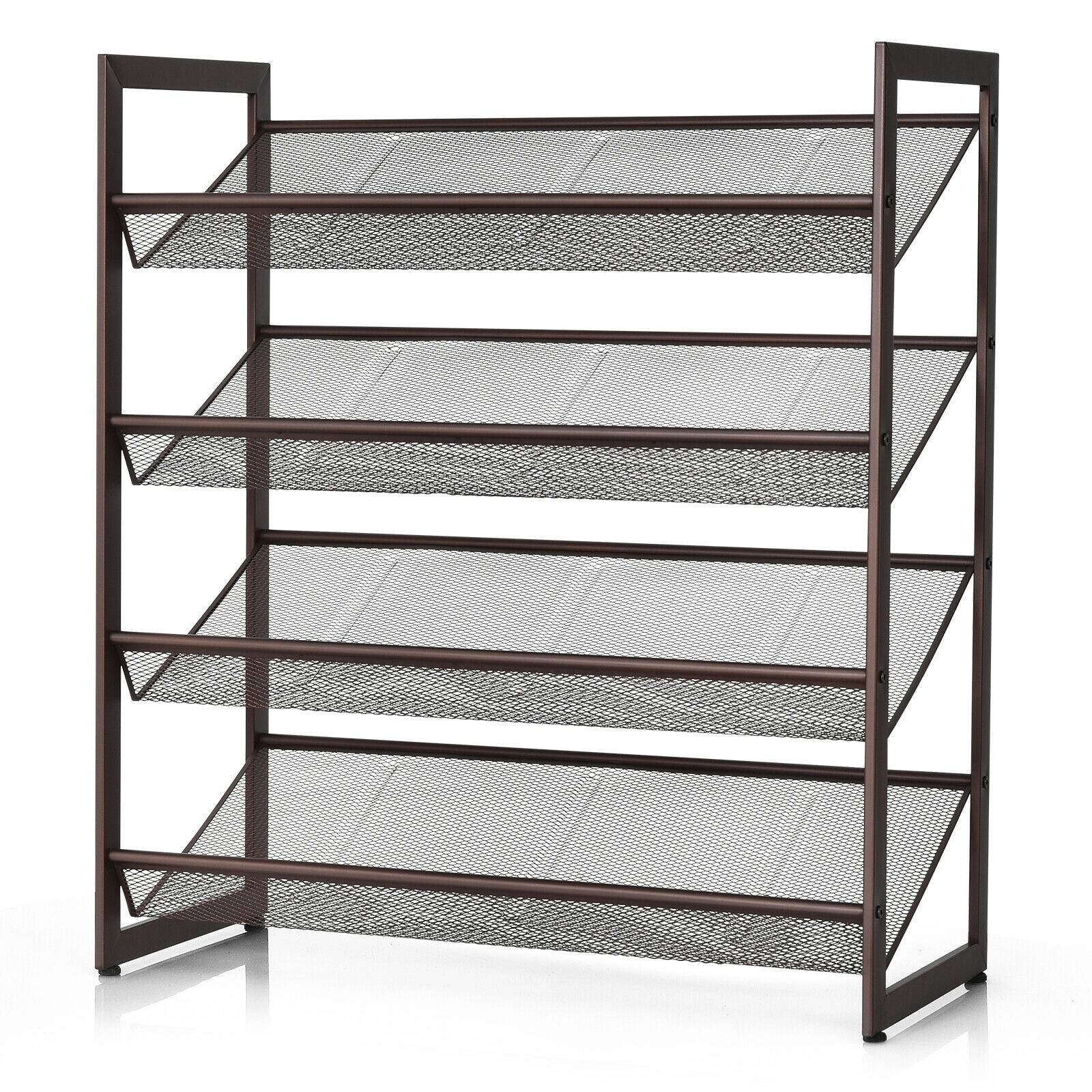 SlickBlue 5 Tier Shoe Rack with Mesh Shelves and Storage Tabletop