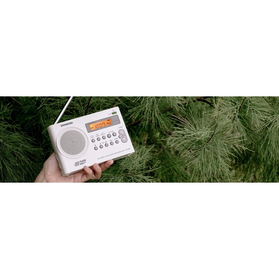 SANGEAN PR-D9W Portable AM/FM Radio with NOAA Weather Alerts and Built-In Battery Charger, White