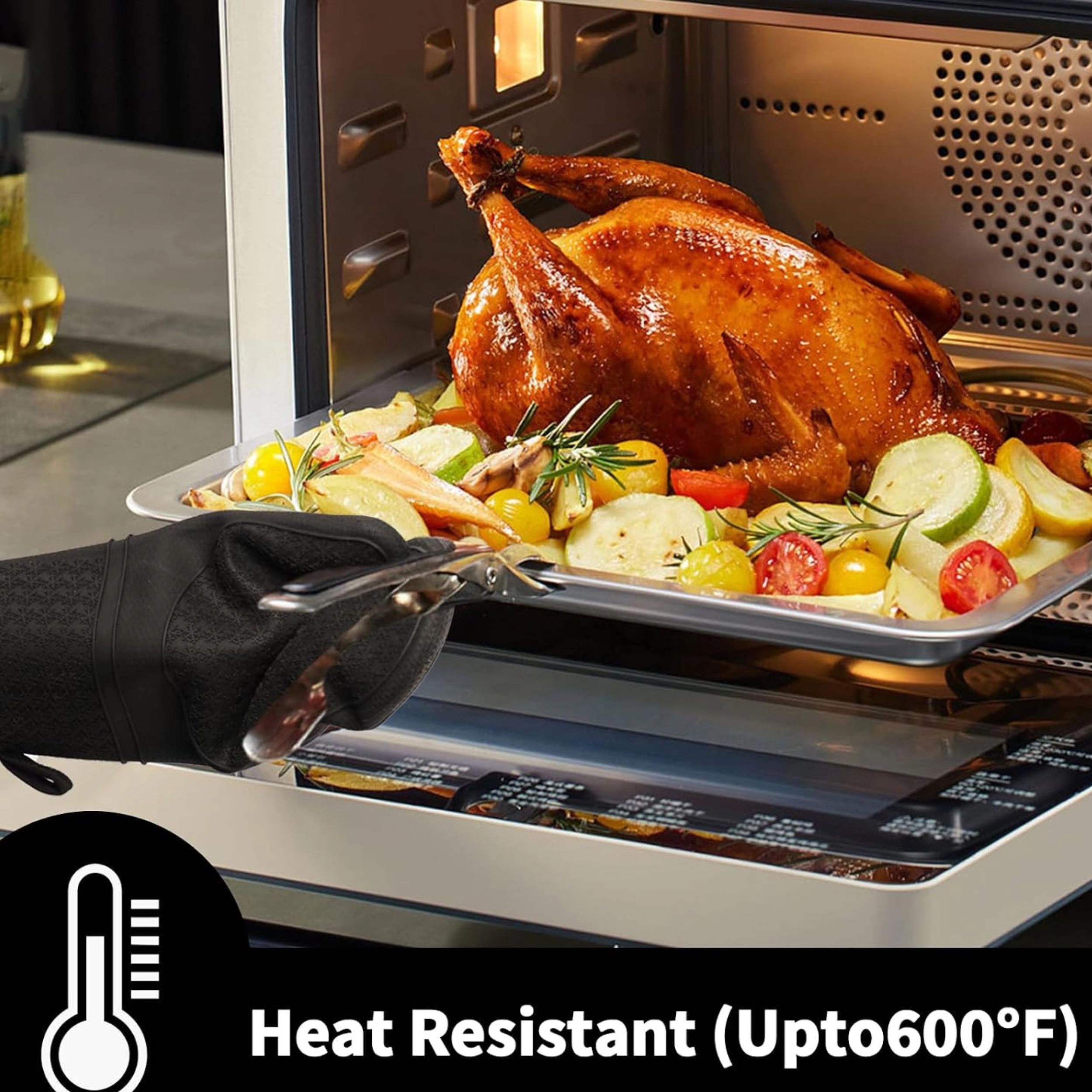 Stock Preferred Pack of 2 Silicone Heat Resistant Oven Mitts with Cotton Lining 11.6 Inch