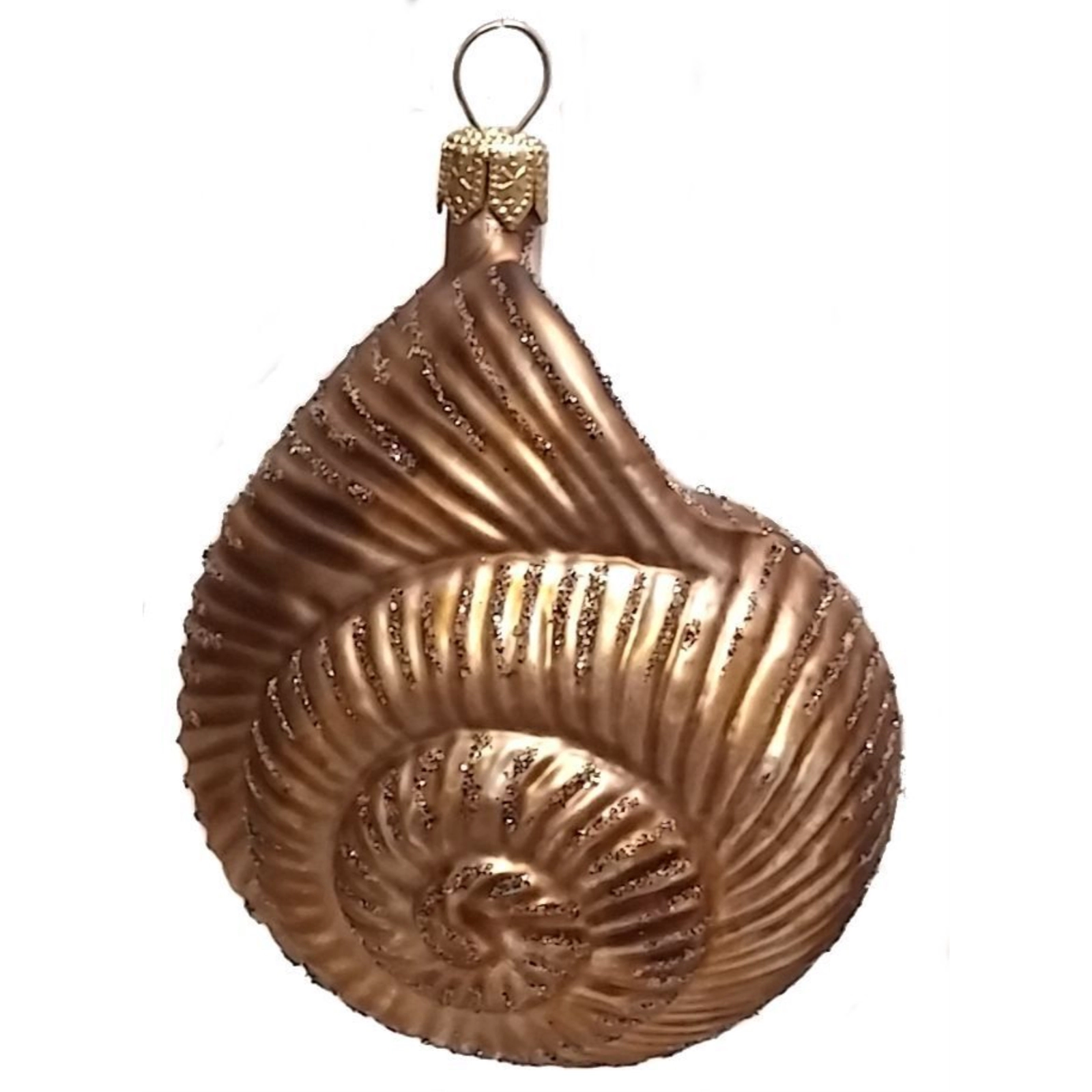 Pinnacle Peak Trading Company Spiral Nautilus Seashell Polish Blown Glass Christmas Ornament Decorations
