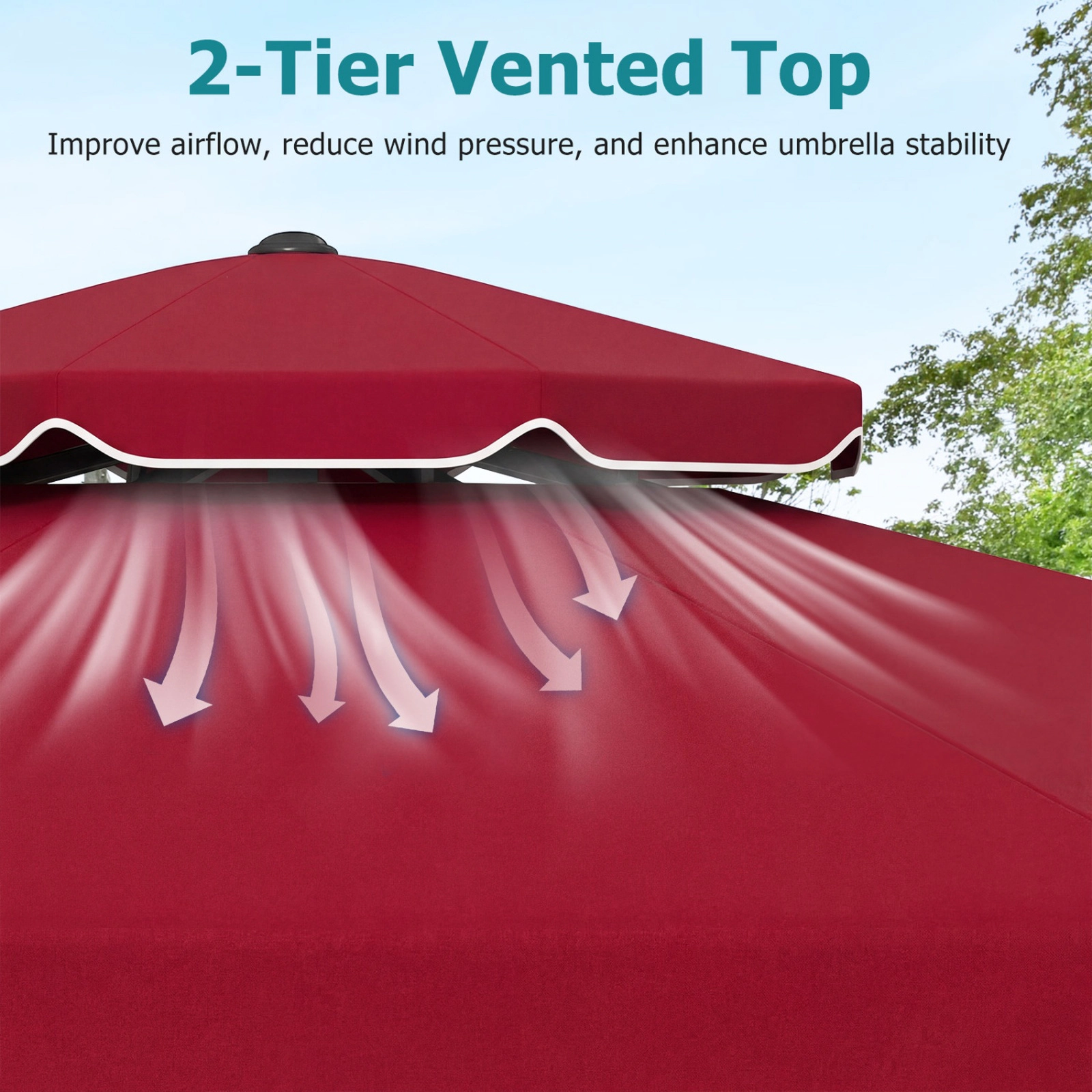SUGIFT 9-Ft Patio Umbrella with Push Button Tilt and Crank Handle Brown/Gray/Turquoise/Red/Beige
