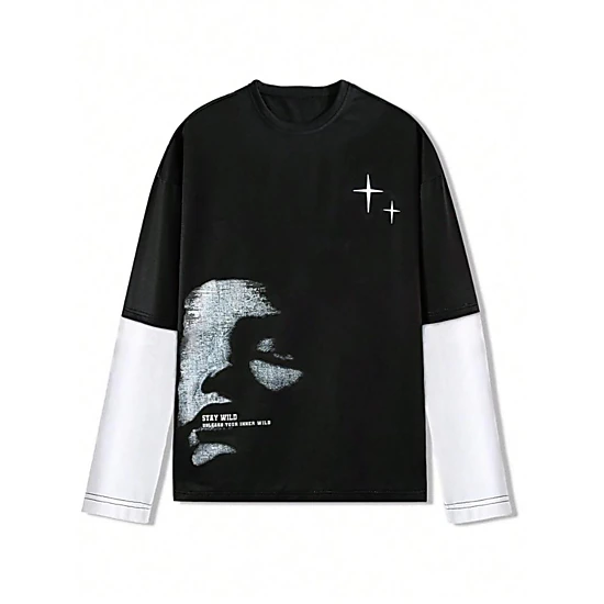 Enigma Meadows Round Neck Long Sleeve Graphic Print Casual T-Shirt