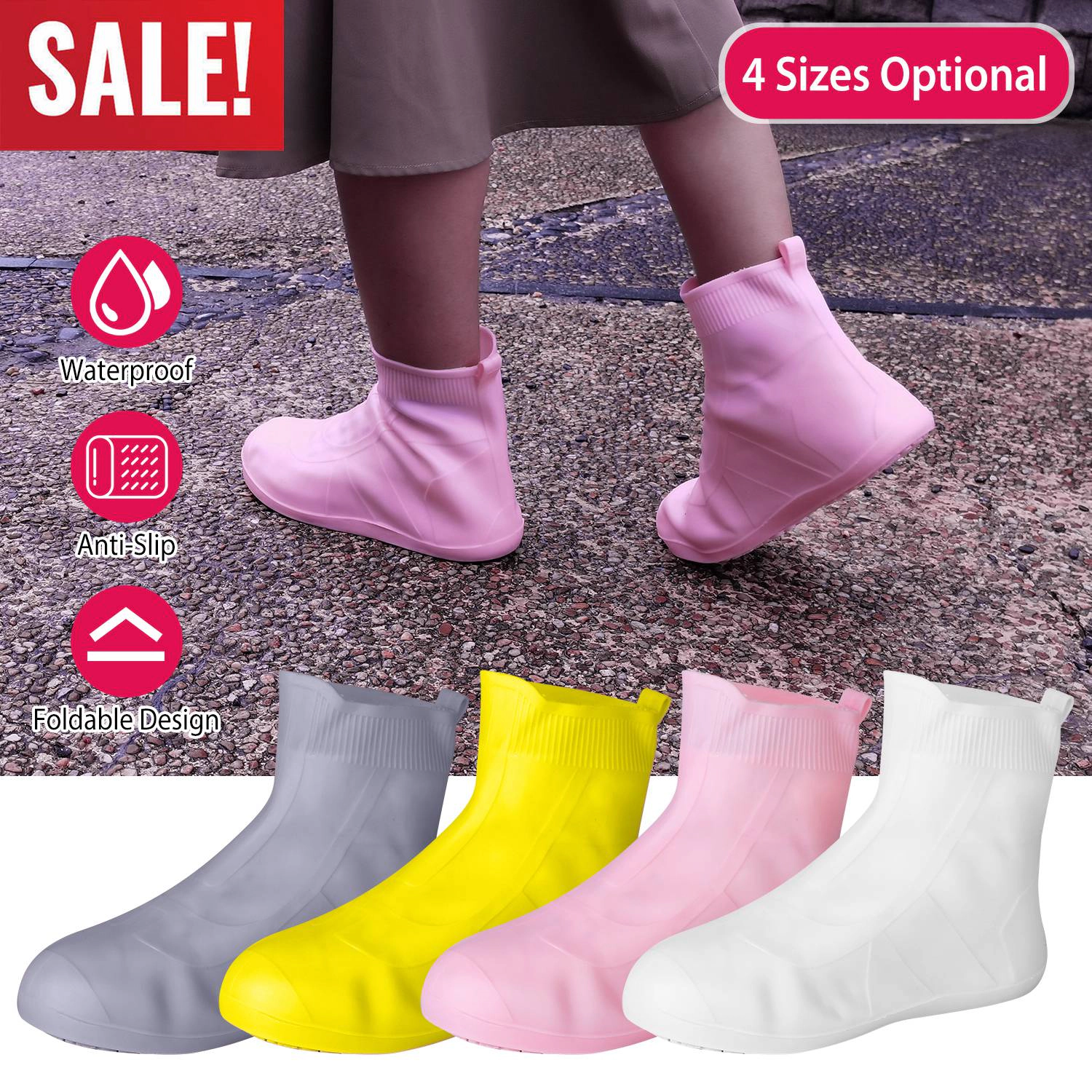 GBruno Waterproof Reusable TPE Shoe Covers