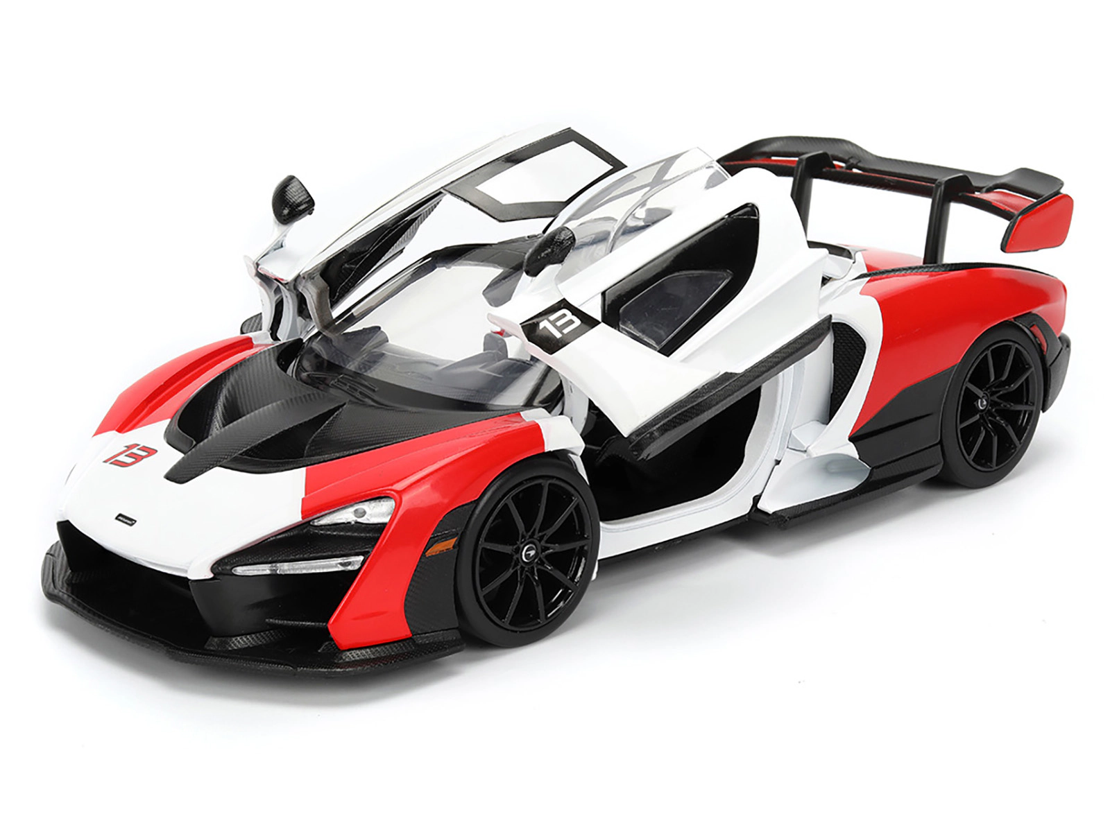 Jada McLaren Senna Red and White with Carbon Hood and Top "HyperSpec" Series 1/24 Diecast Model Car by Jada