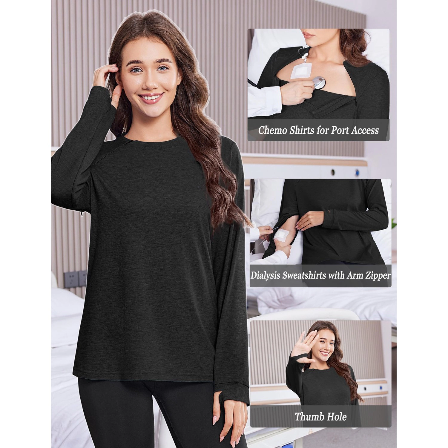 Pinspark Womens Layered Long Sleeve Blouses Square Neck Slit Casual Tunics