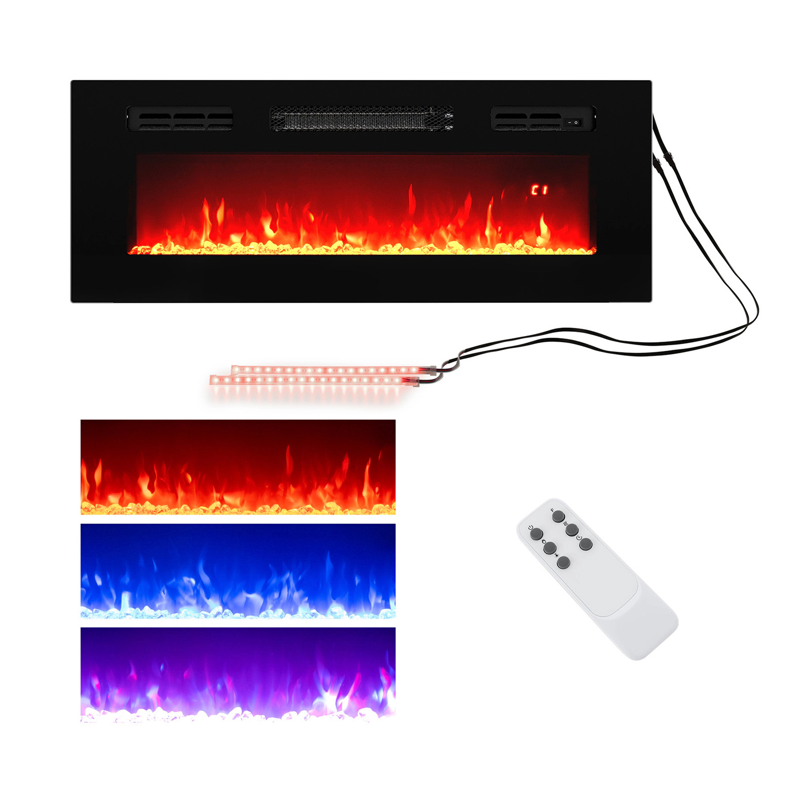 SlickBlue Electric Fireplace Insert with LED Lights and Remote