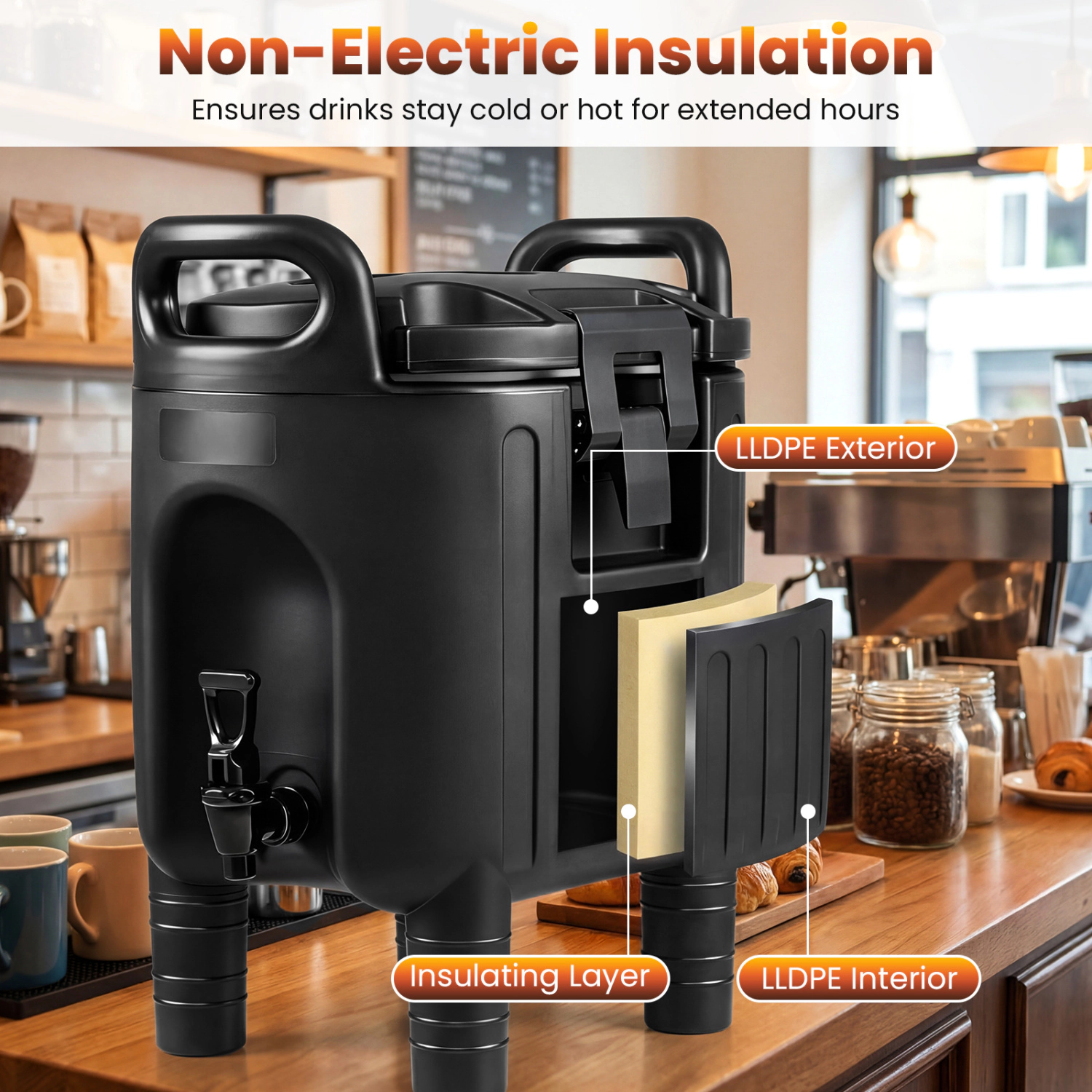 LJG 2.6 Gal Insulated Beverage Dispensers Set of with Handles