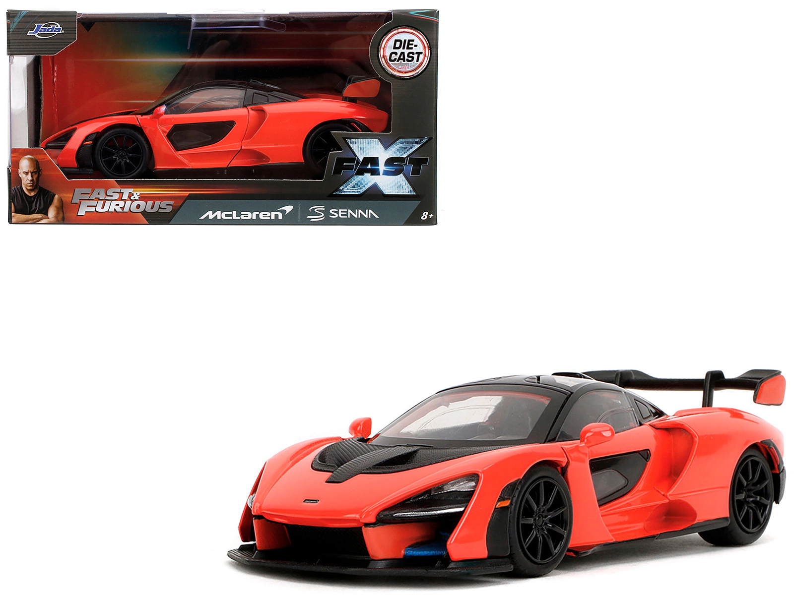 Jada McLaren Senna Red and Black "Fast X" (2023) Movie "Fast & Furious" Series 1/ Diecast Model Car by Jada