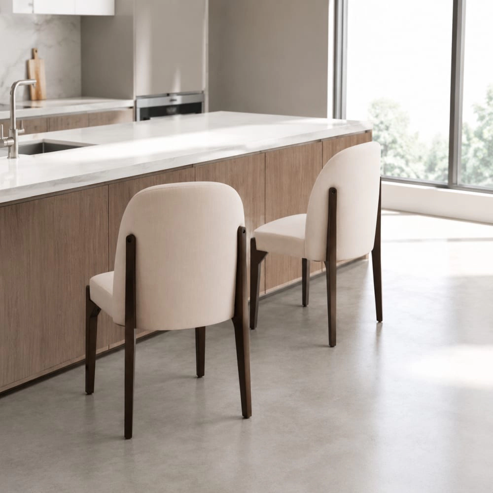 GOODSILO Soft Upholstered Dining Chair Solid Rubber Wood Frame