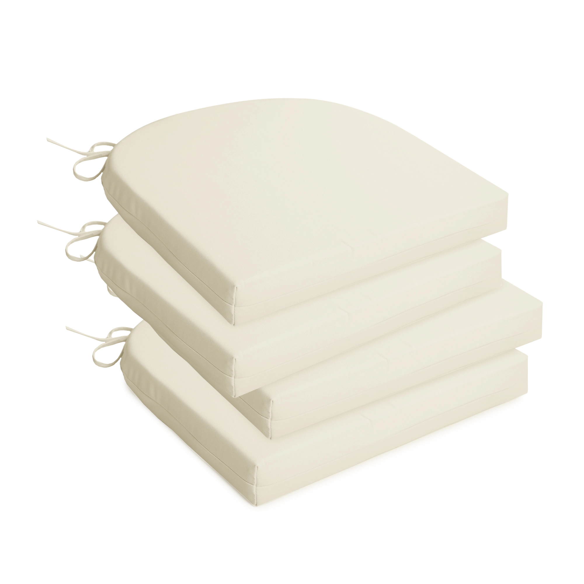 Unikome Set of 4 Waterproof Outdoor Round Chair Cushions, Fade Resistant Garden Cushion Pads